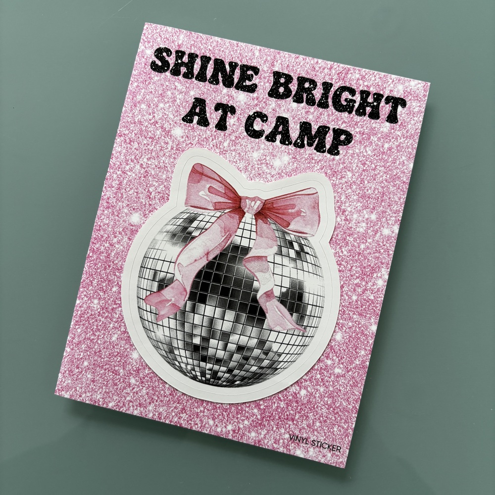 STICKER FOLDED NOTECARD-COQUETTE DISCO BALL